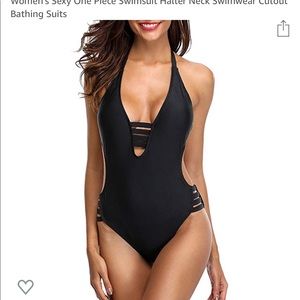 One piece black swim suit